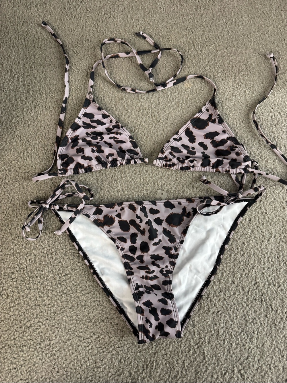 Fashion Nova Pink and Black Animal Print Triangle Bikini